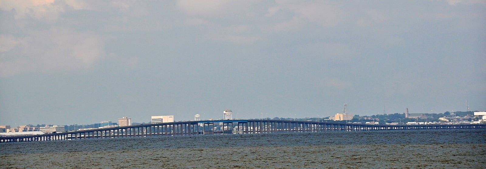 Pensacola Bay Bridge crossing toward Gulf Breeze