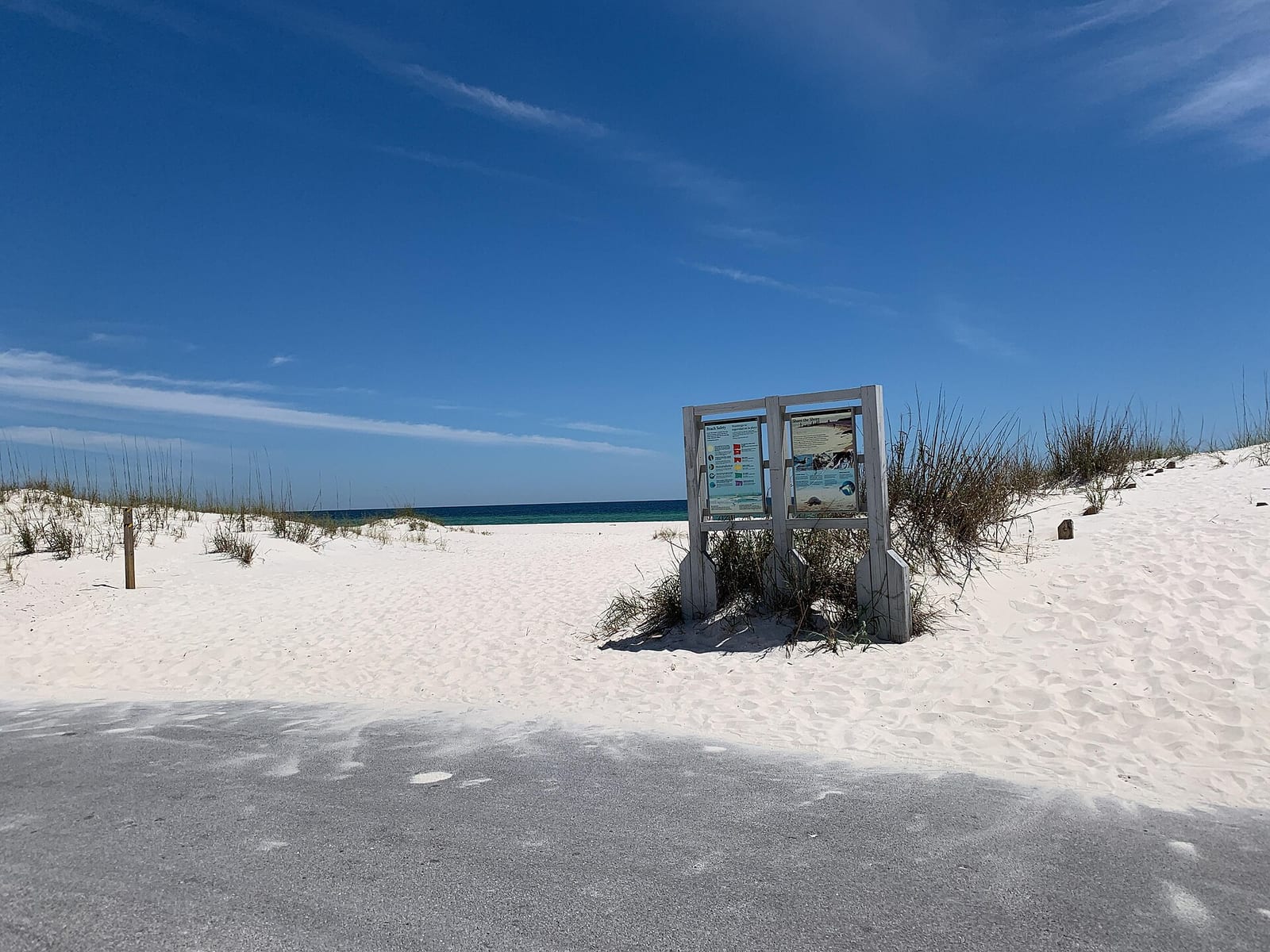White sand dunes and sea oats at a Perdido Key beach access